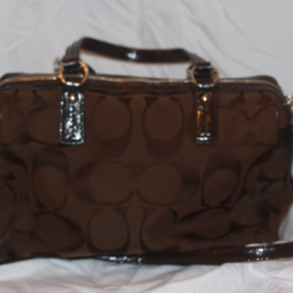 Coach Signature Stripe Satchel Carryall Convertible Shoulder Bag HandBag F 24364 - Picture 5 of 8